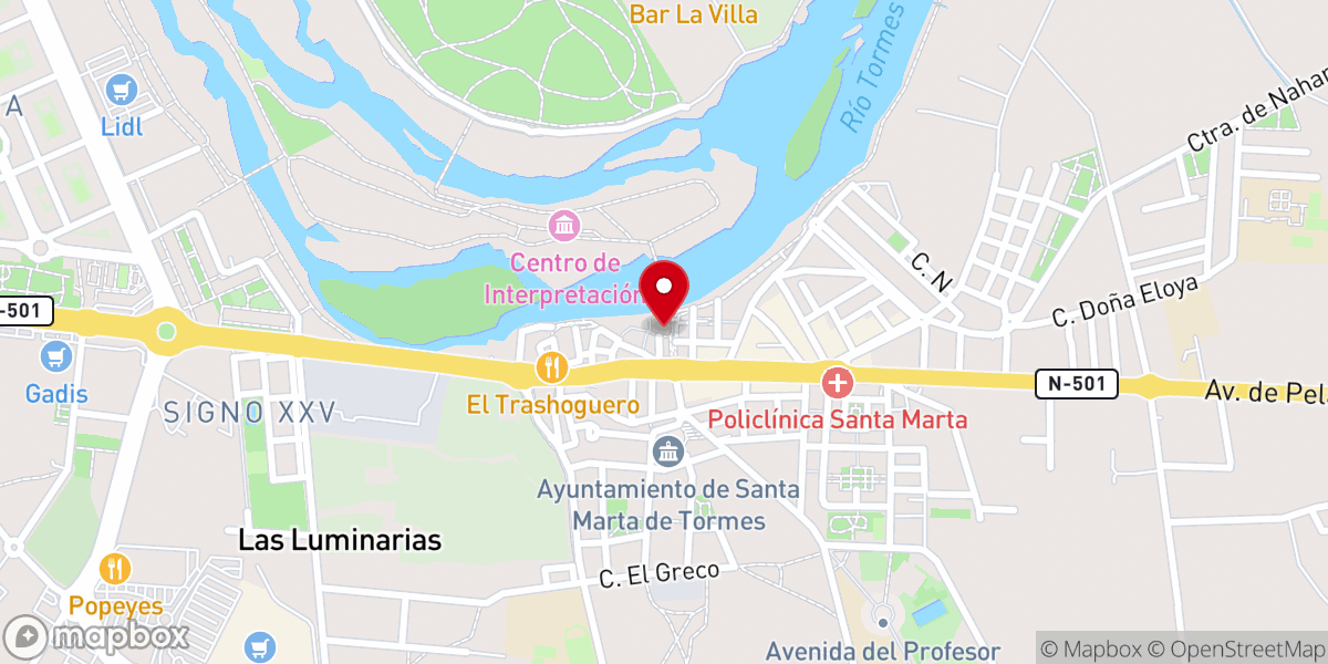 Map showing location of Iglesia Parroquial de Santa Marta