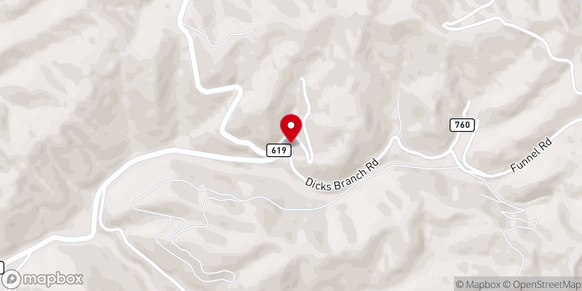 Map showing location of Big Fox Church