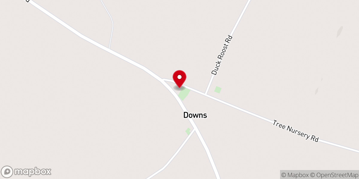 Map showing location of Downs Baptist Church