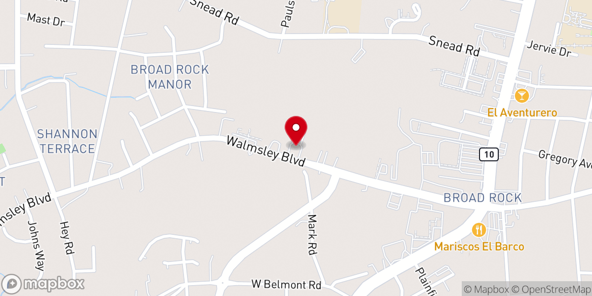 Map showing location of Broad Rock Baptist Church