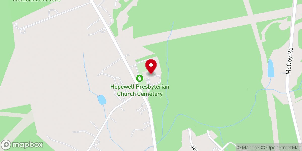 Map showing location of Hopewell Presbyterian Church