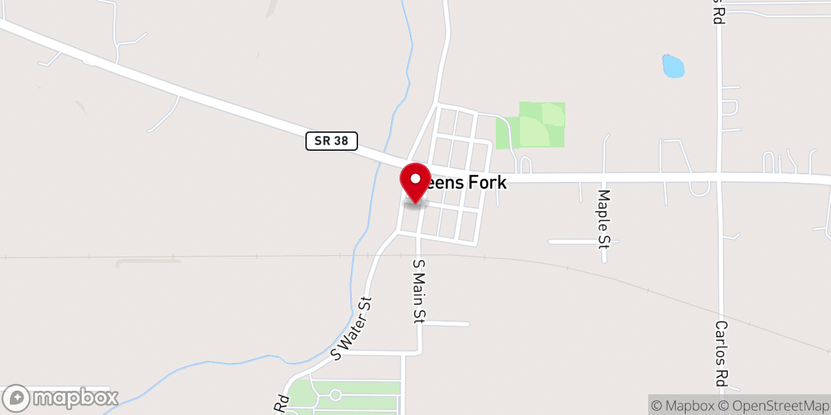 Map showing location of Greens Fork United Methodist