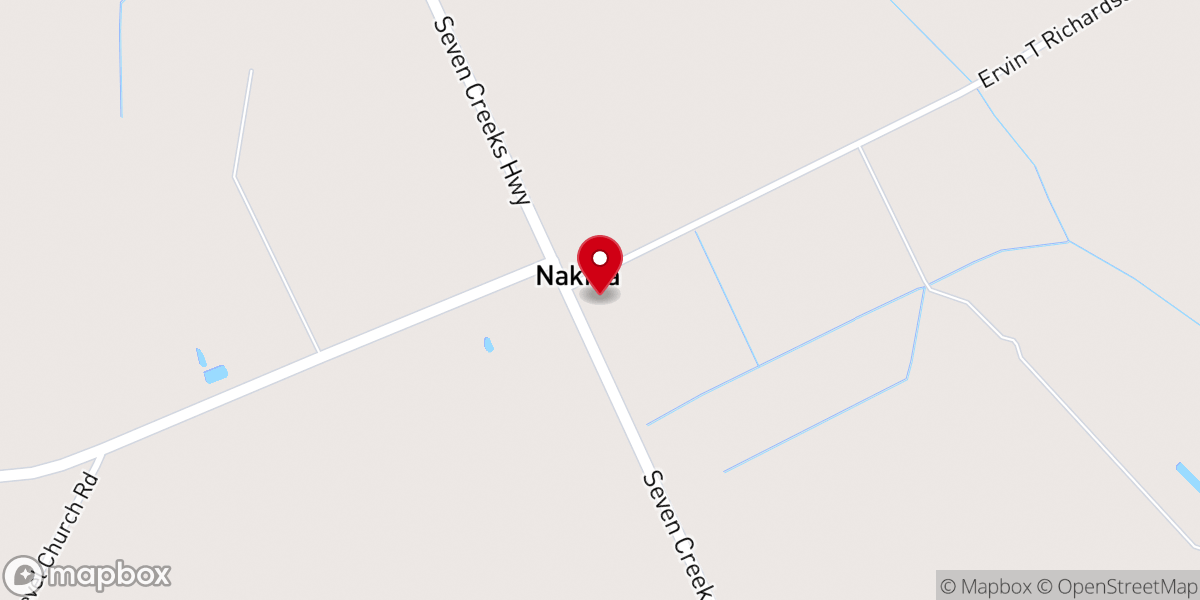 Map showing location of Nakina Church