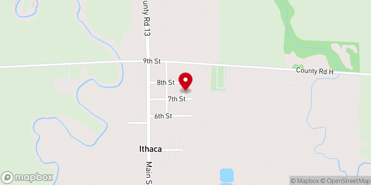 Map showing location of Ithaca United Methodist Church