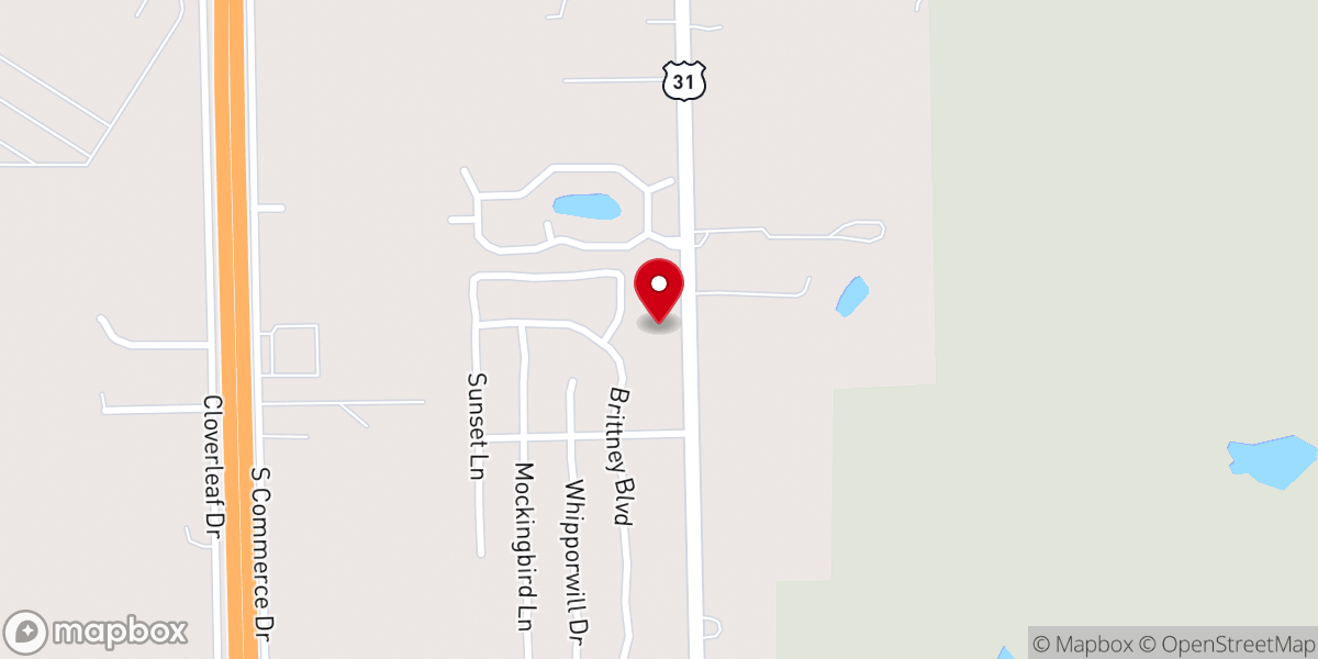 Map showing location of Seymour Harvest Church