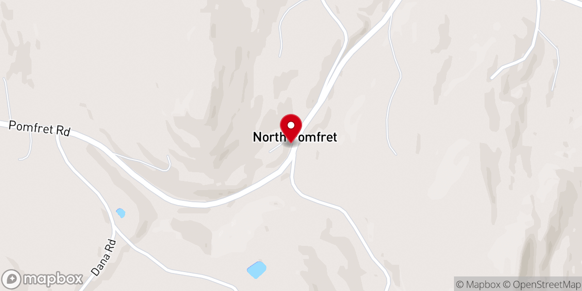 Map showing location of North Pomfret Church