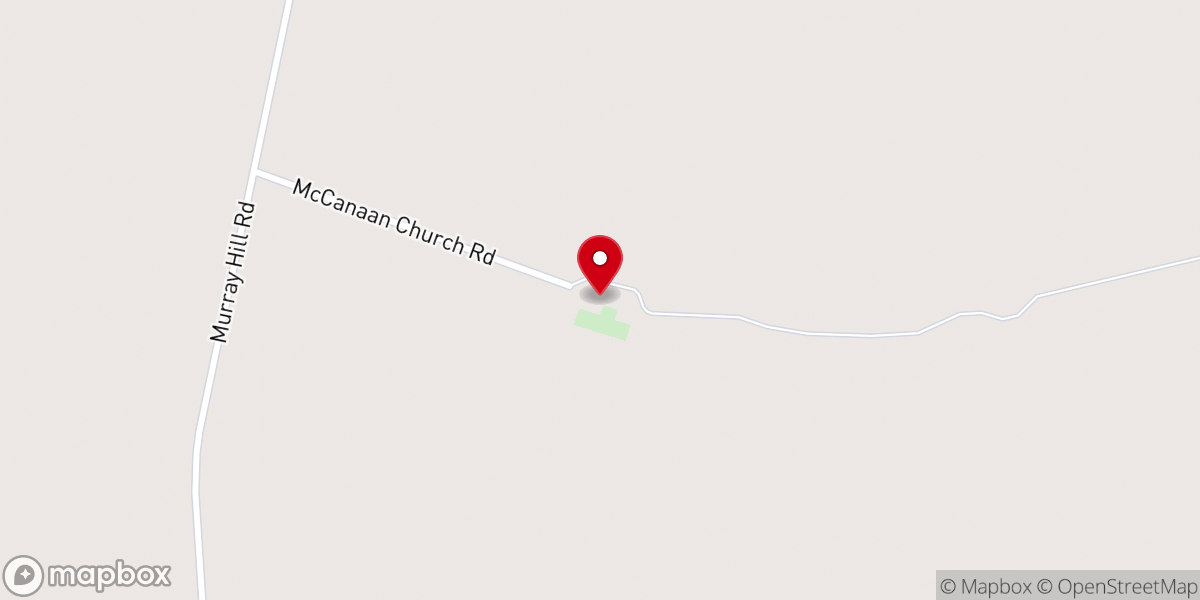 Map showing location of McCanaan Baptist Church