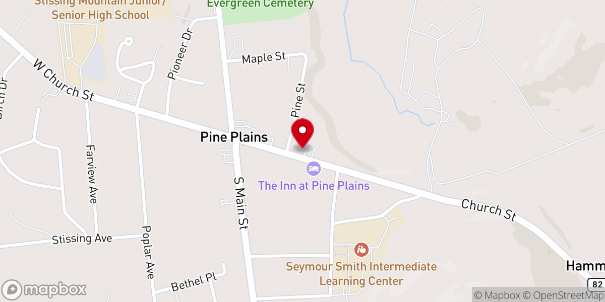 Map showing location of Pine Plains United Methodist Church