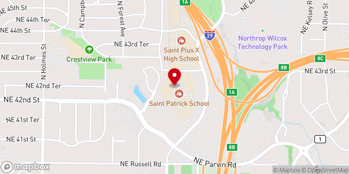 Map showing location of St. Patrick Parish