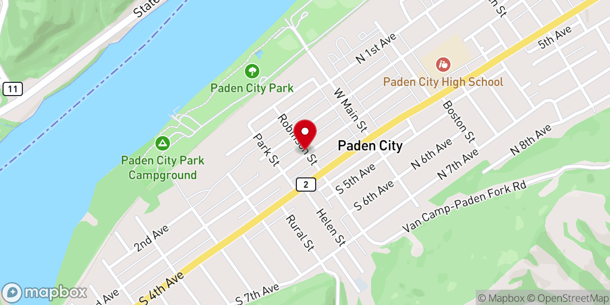 Map showing location of Paden City Church of the Nazarene