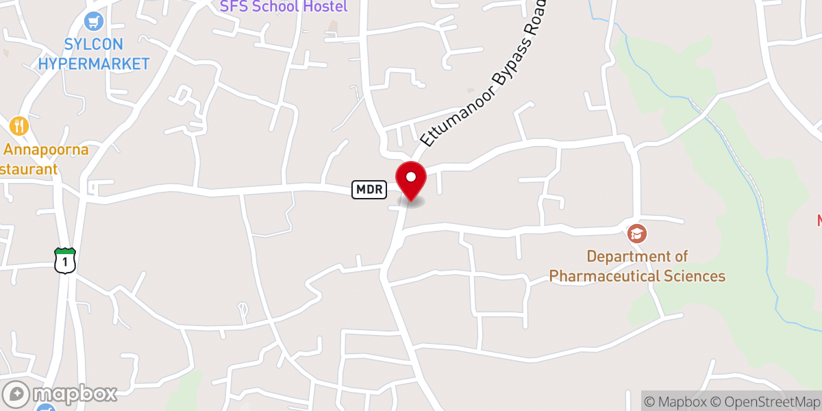 Map showing location of Chavara Bhavan, CMI Mission House St Chavara province Trust