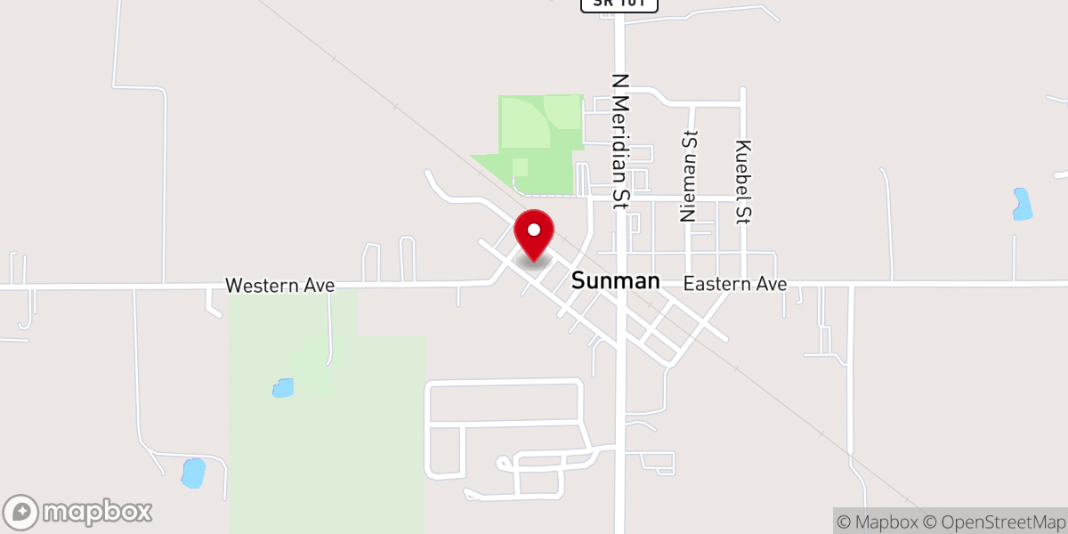 Map showing location of Sunman Community Church