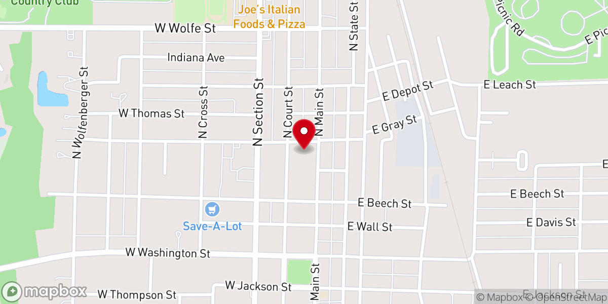 Map showing location of Sullivan Civic Center