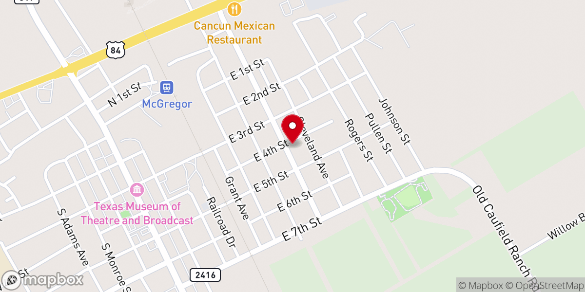 Map showing location of Roberson Chapel AME Church