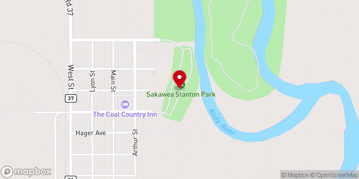 Map showing location of Sakakawea Park Campground