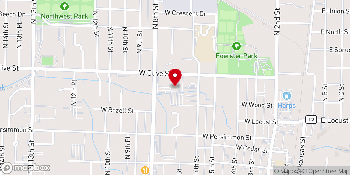 Map showing location of Arkansas Korean Baptist Church