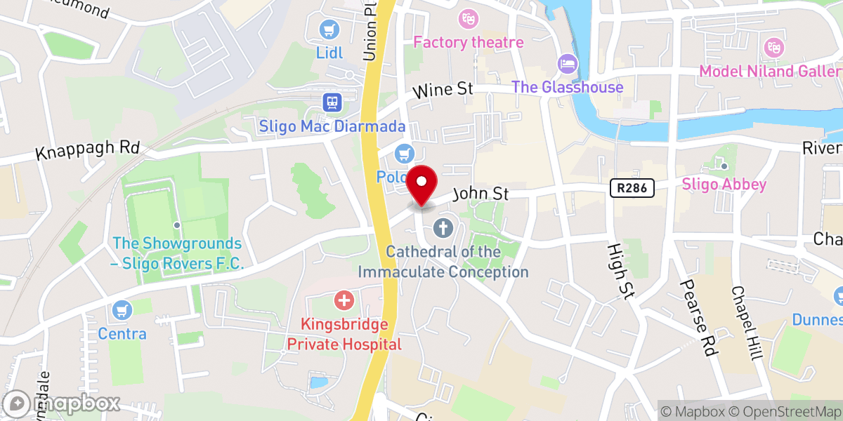 Map showing location of Garden at corner of Temple St. & John St.