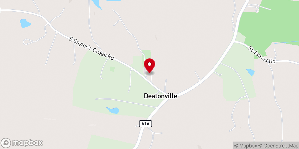 Map showing location of Sandy Creek Baptist Church