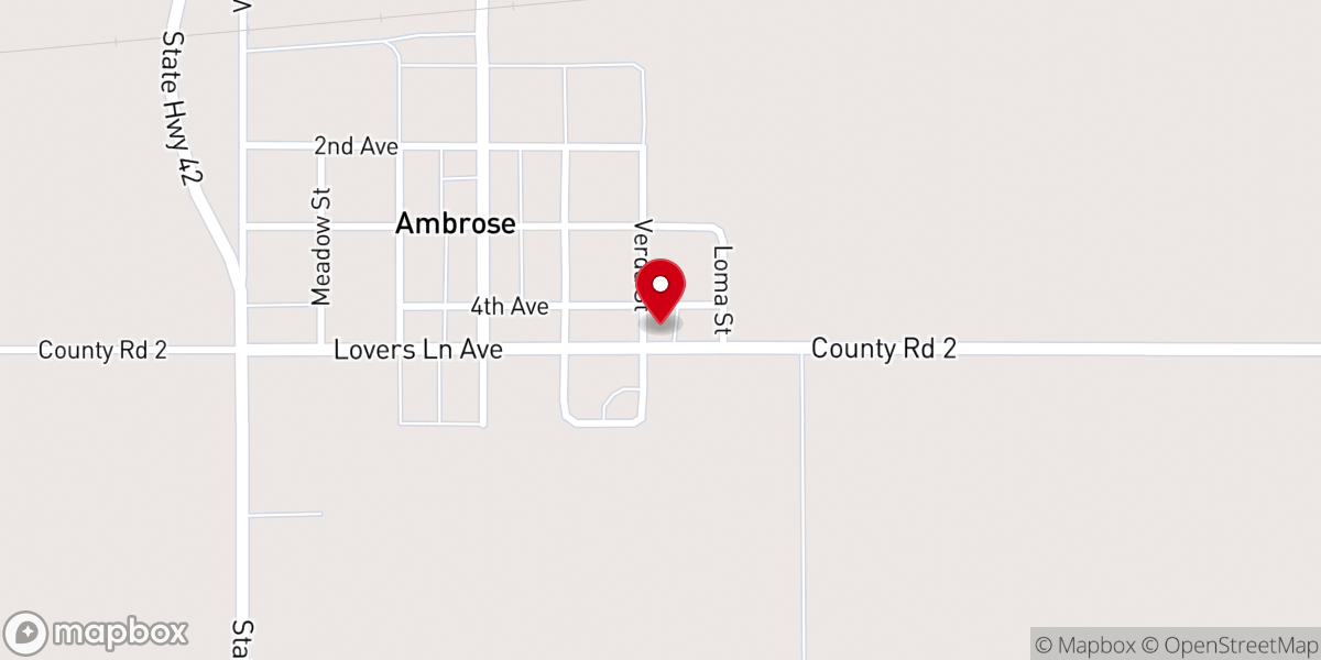 Map showing location of Ambrose Lutheran Church