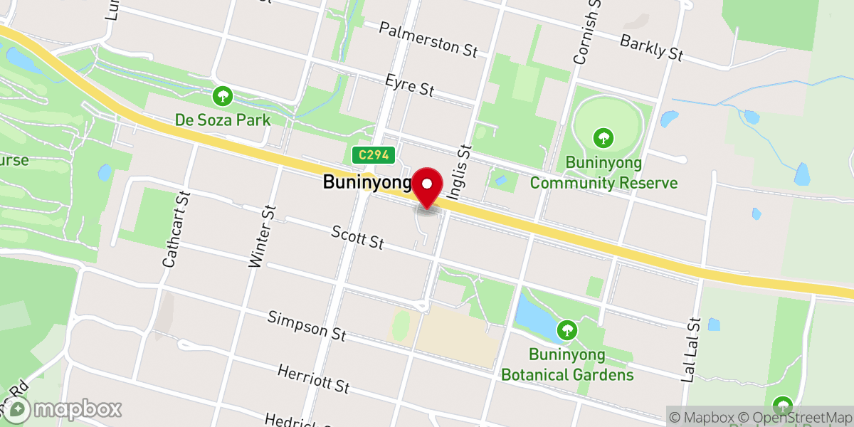 Map showing location of Buninyong Baptist Church
