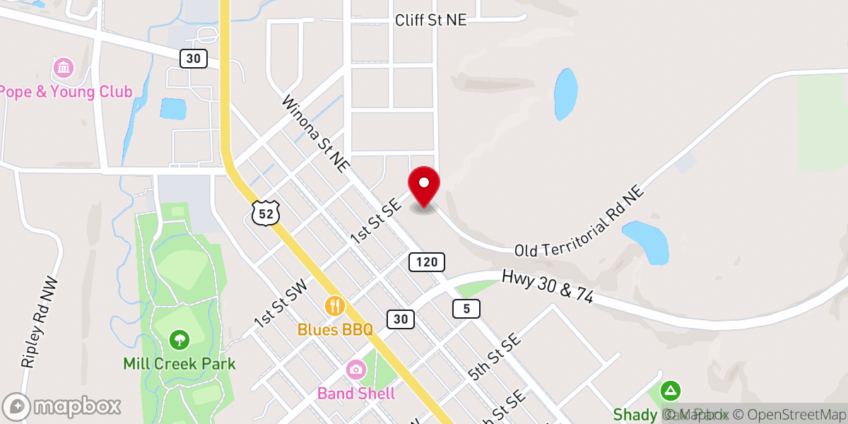 Map showing location of Chatfield United Methodist Church