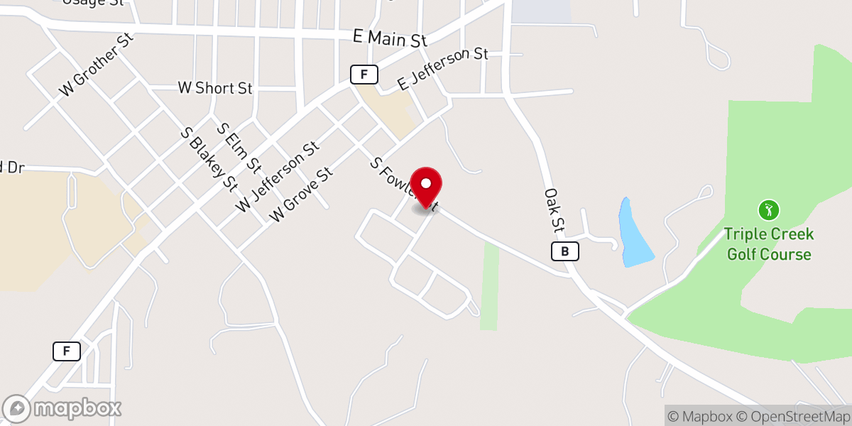 Map showing location of Cole Camp Pentecostal Church-God
