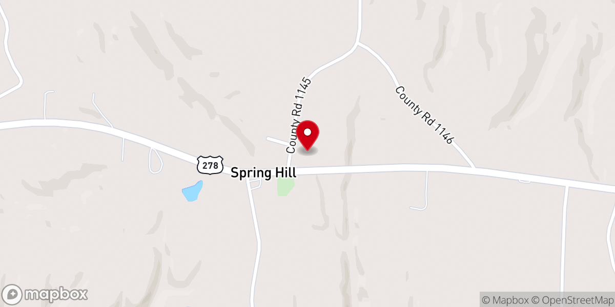 Map showing location of Spring Hill Baptist Church