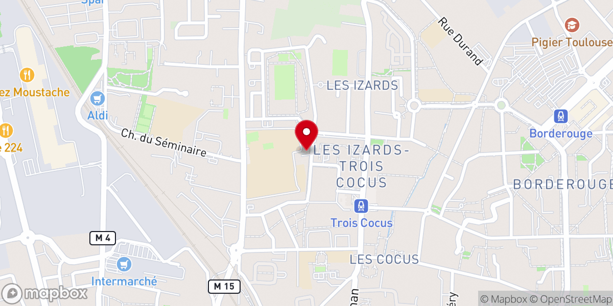 Map showing location of Église Saint-Jean-Marie-Vianney des Izards (Toulouse)