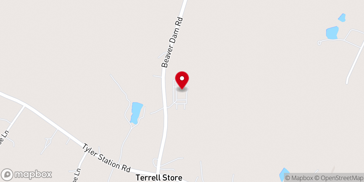 Map showing location of Beaverdam Baptist Church