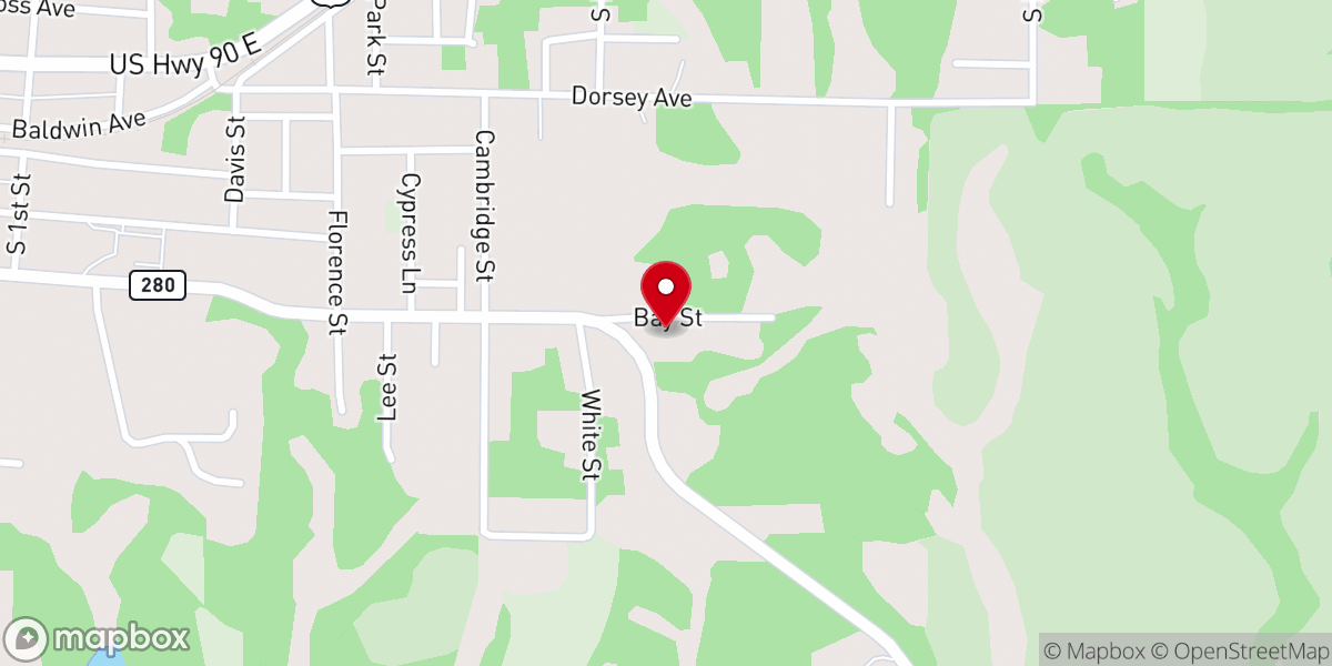 Map showing location of East Baptist Church