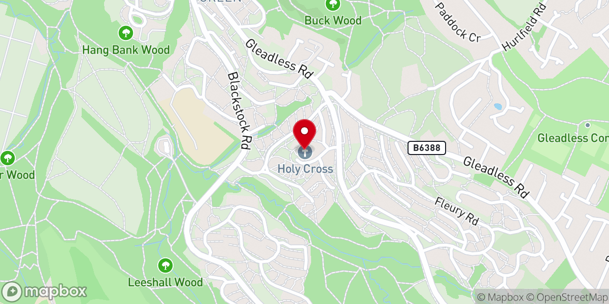 Map showing location of Holy Cross Church : Gleadless Valley