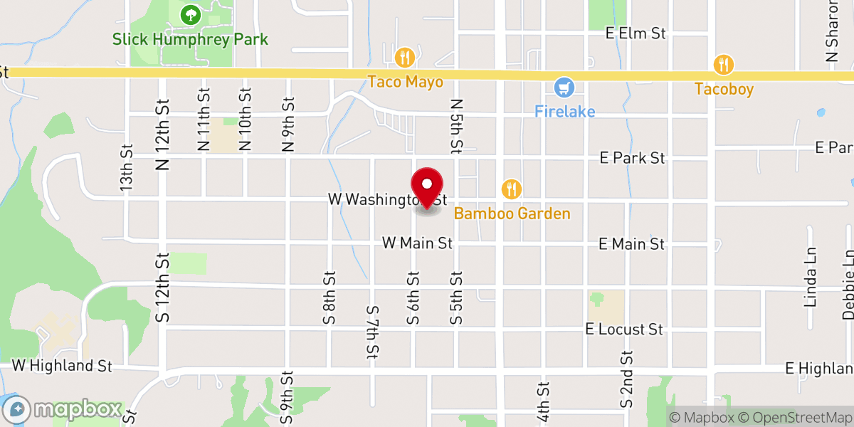 Map showing location of Tecumseh Pentecostal Church of God
