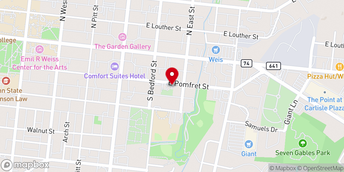 Map showing location of St. Patrick Shrine Church