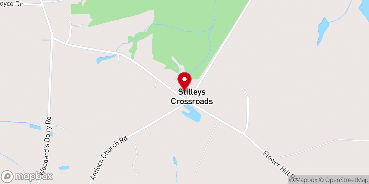 Map showing location of Oak Grove Church