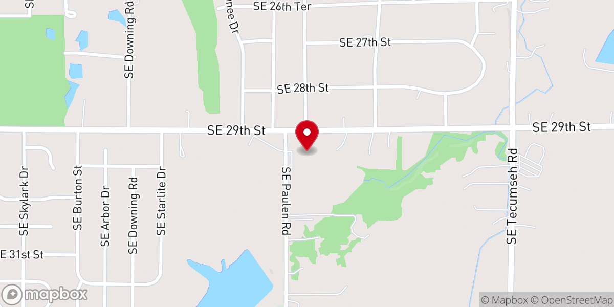 Map showing location of Eastside Baptist Church