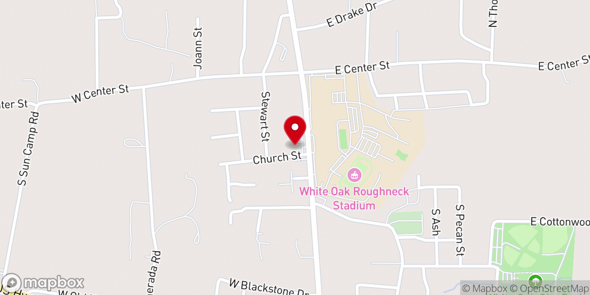 Map showing location of White Oak Baptist Church