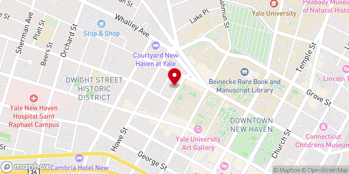 Map showing location of Saint Thomas More Catholic Chapel & Center at Yale University
