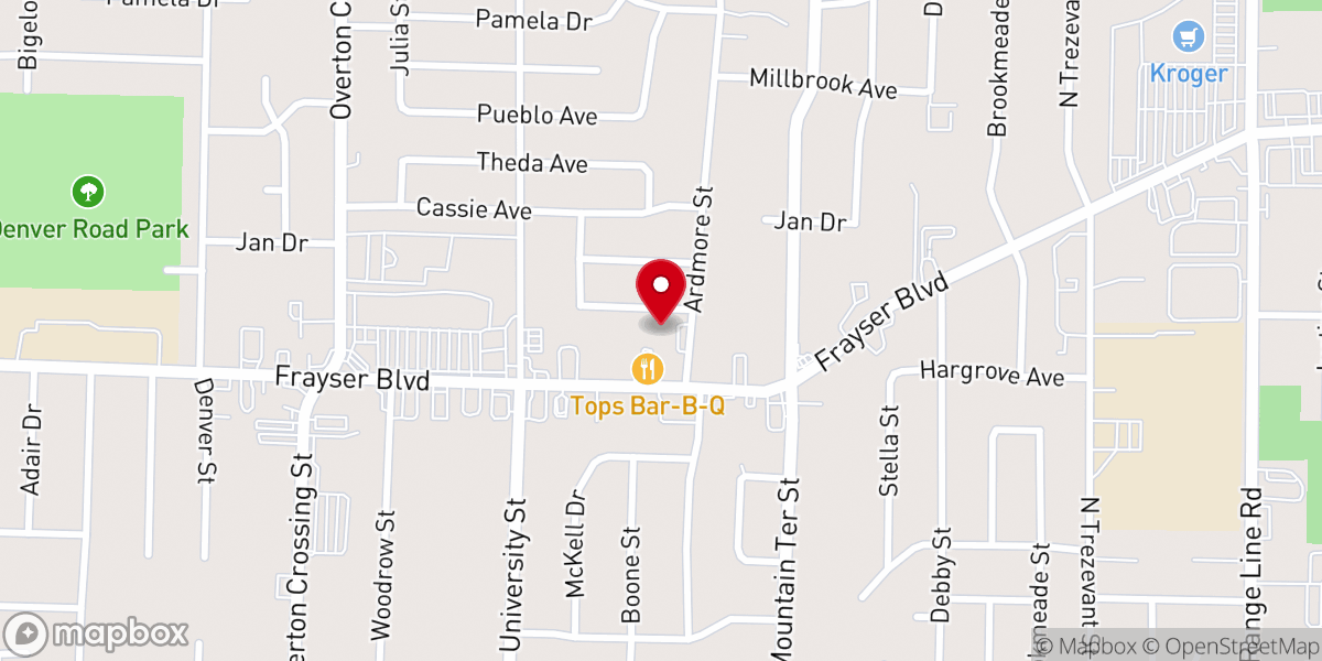 Map showing location of Frayser Cumberland Presbyterian Church