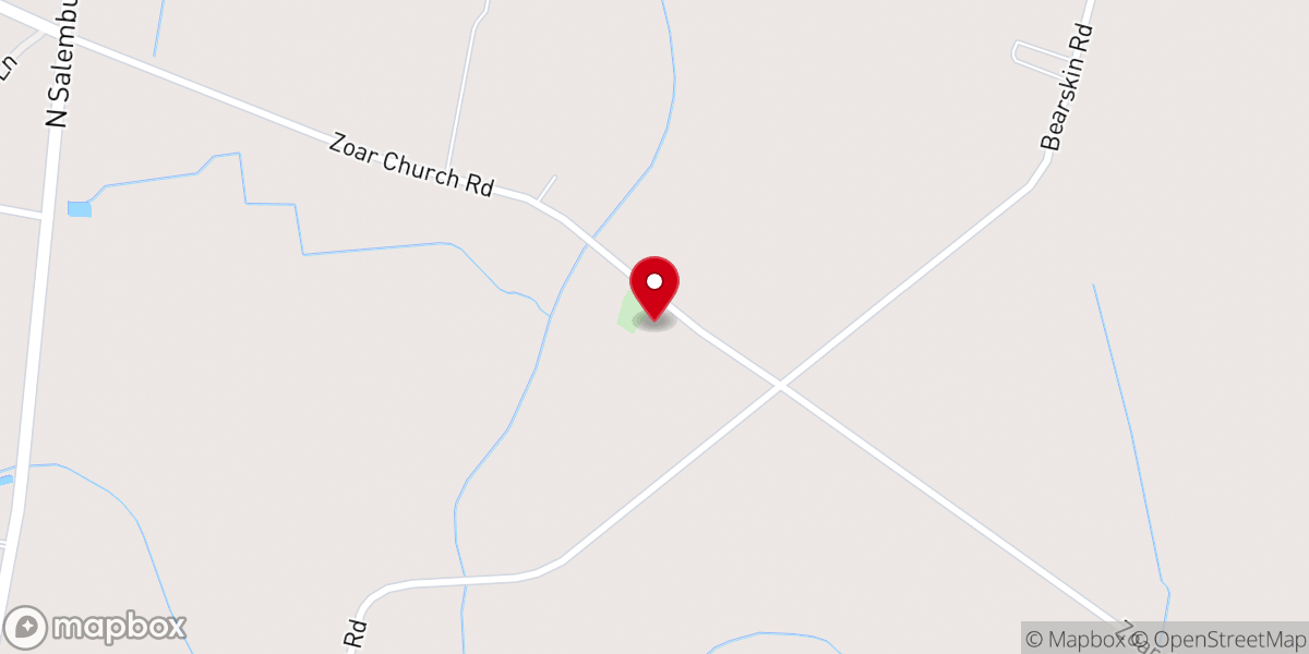 Map showing location of Zoar PFWB Church