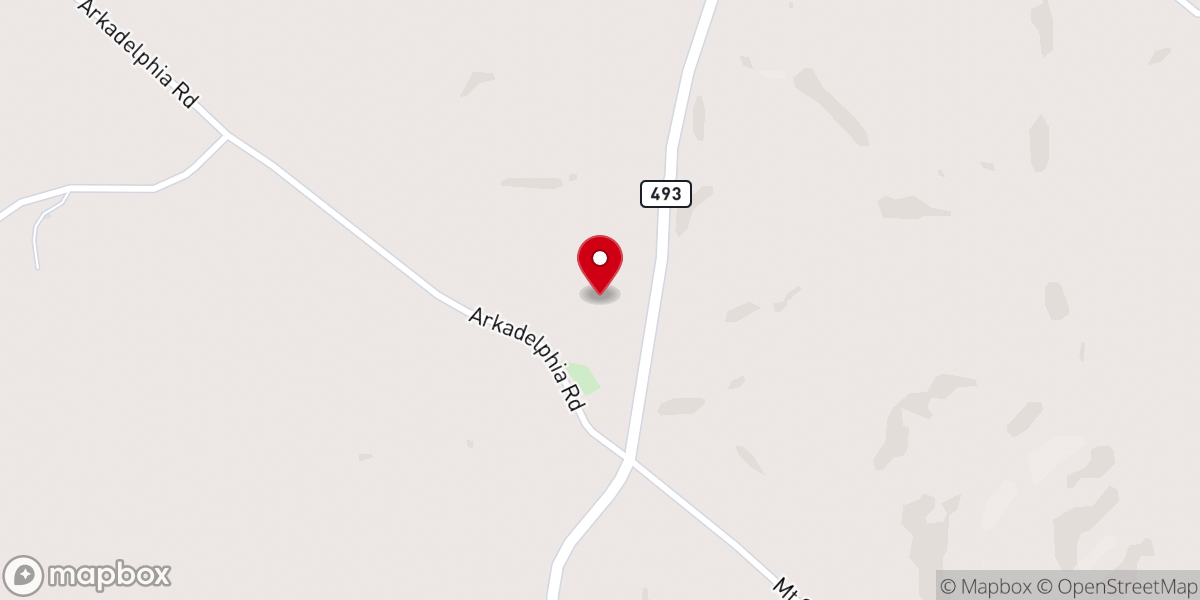 Map showing location of Arkadelphia Baptist Church