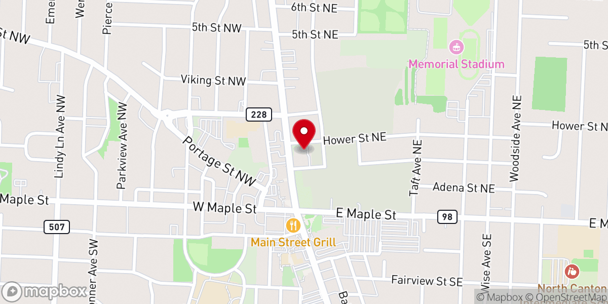 Map showing location of North Canton Heritage Society