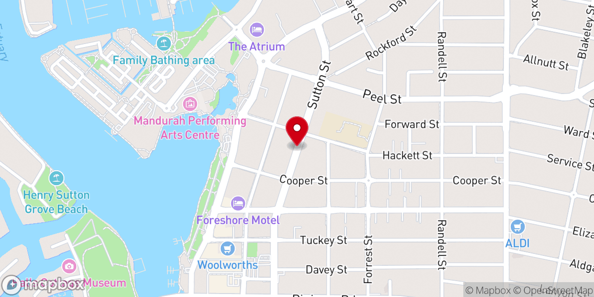 Map showing location of Mandurah Presbyterian Church
