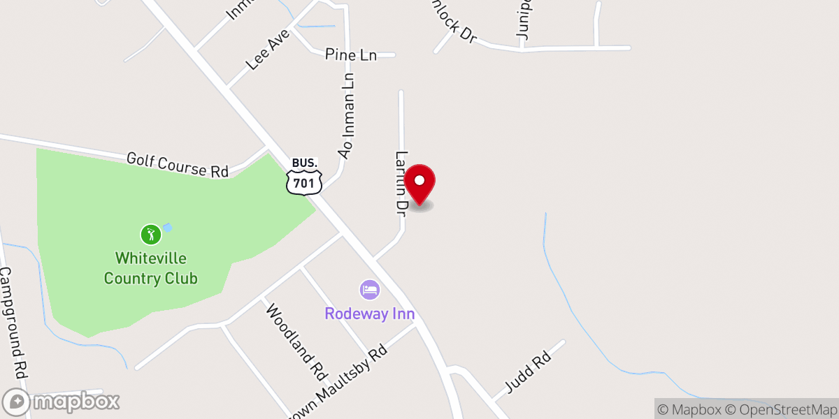 Map showing location of Whiteville Church of Christ