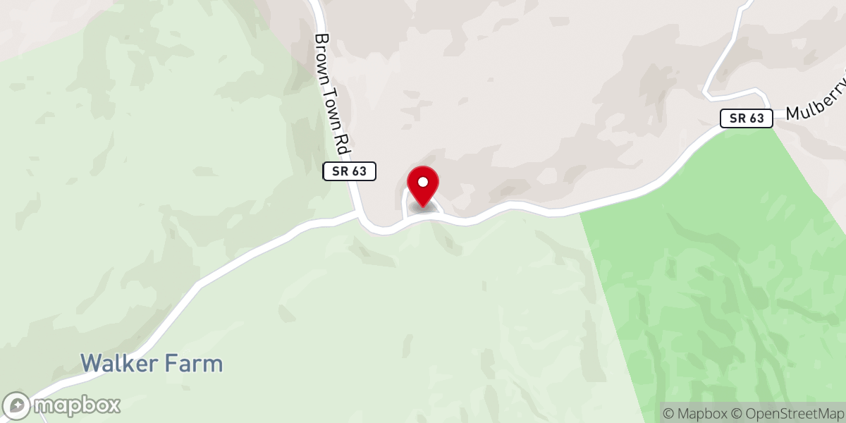 Map showing location of Little Mulberry Church