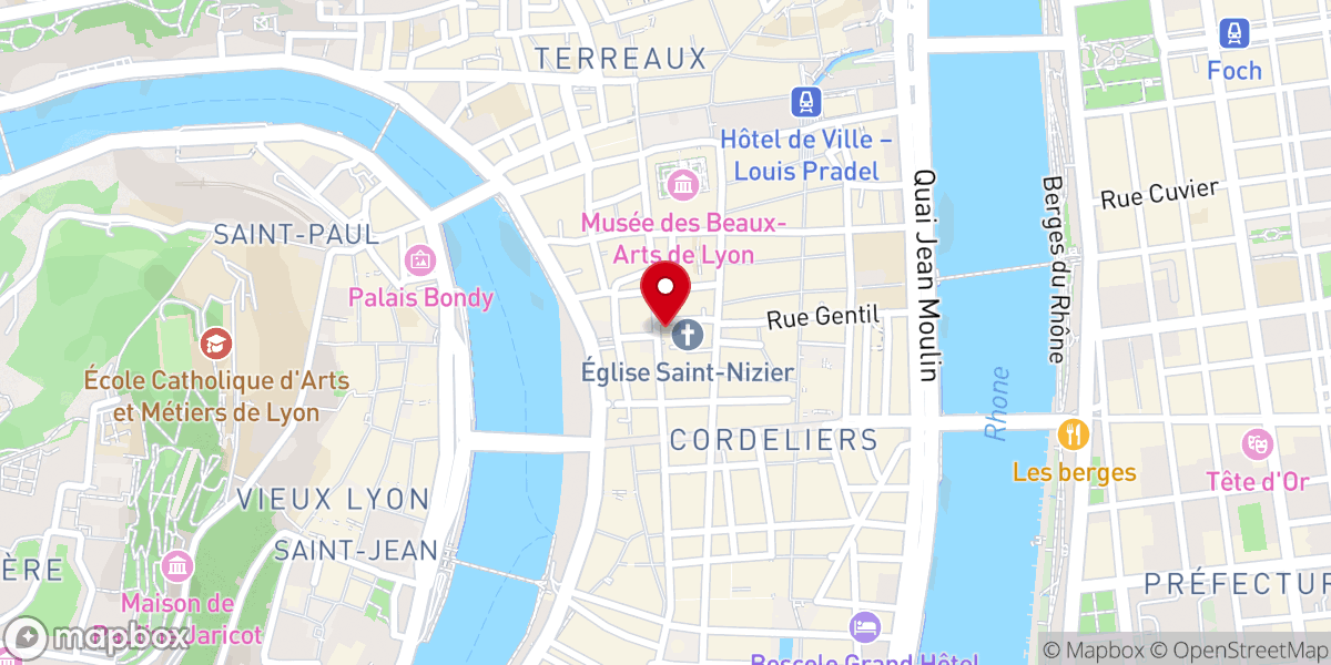 Map showing location of Église Saint-Nizier
