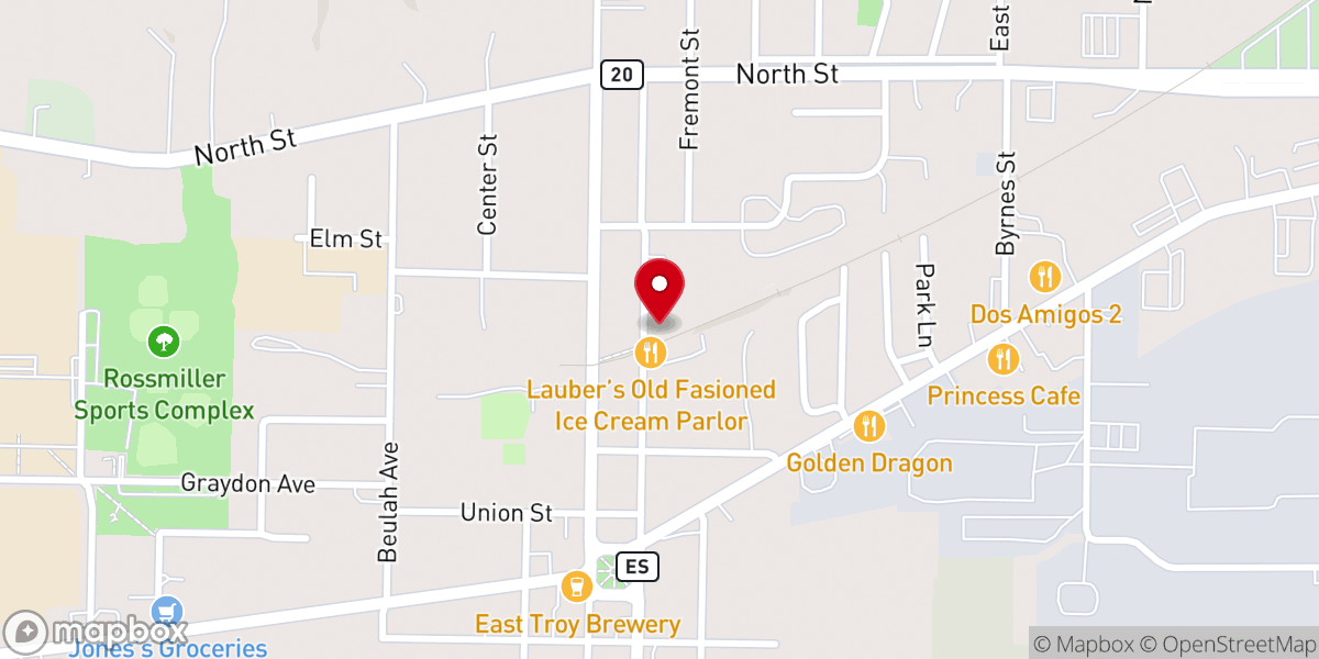 Map showing location of East Troy Depot