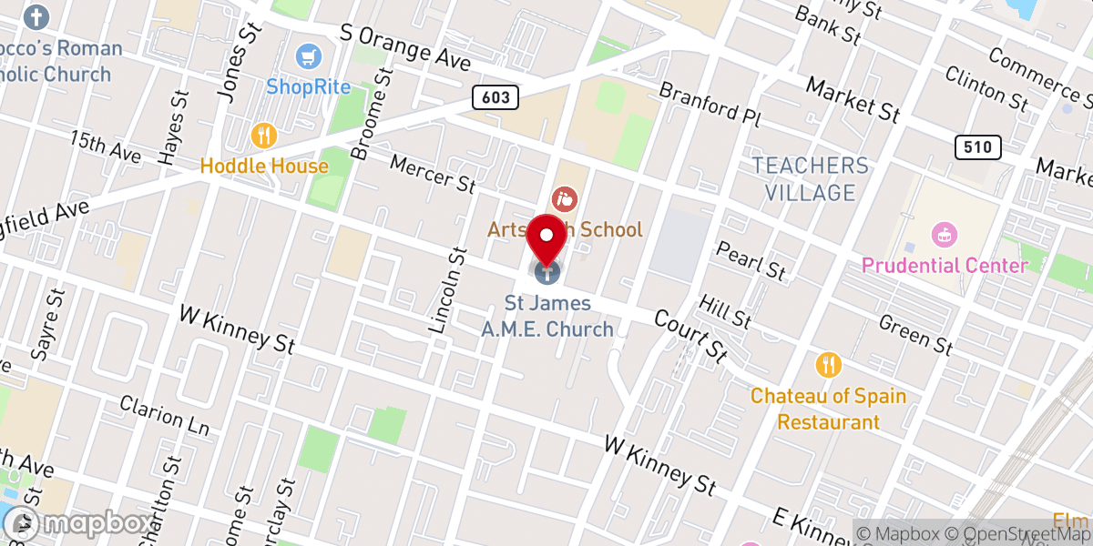 Map showing location of St James A.M.E. Church