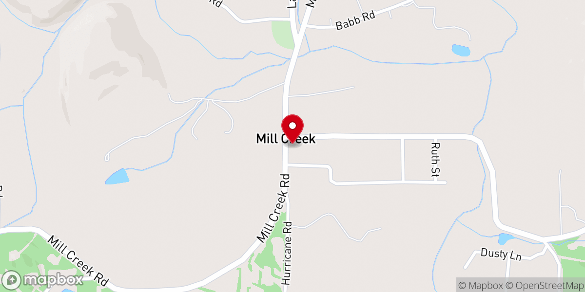 Map showing location of Mill Creek Baptist Church