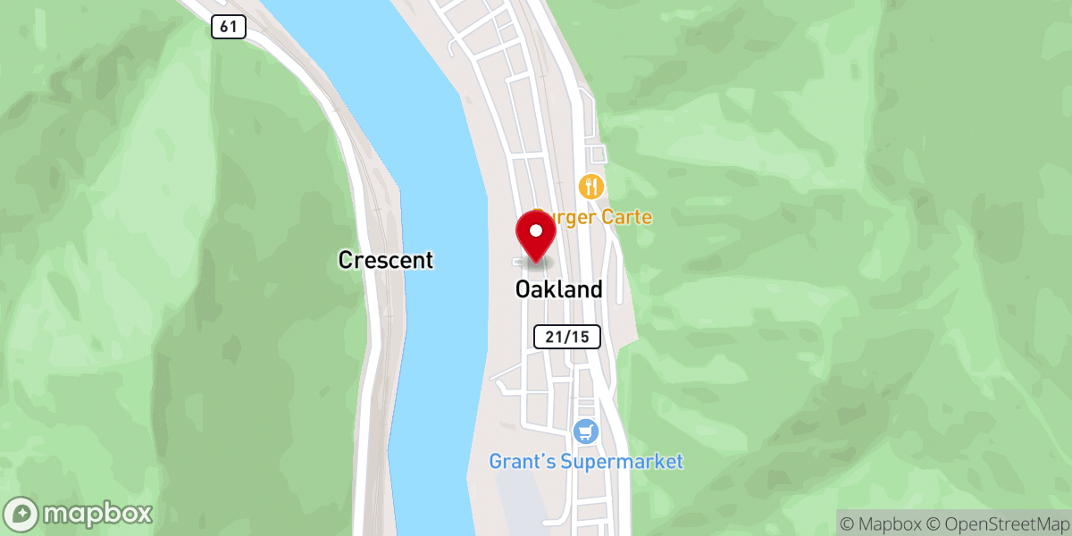 Map showing location of Oakland Church of God