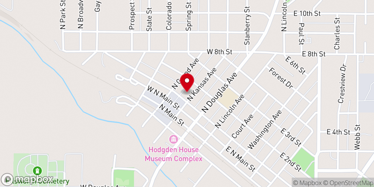 Map showing location of Ellsworth County Courthouse